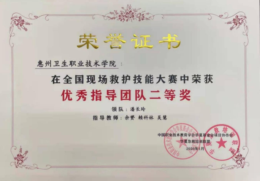 全国现场救护技能大赛—优秀指导团队二等奖